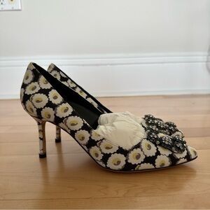 Manolo Blahnik Hangisi Floral Embellished Heels. BRAND NEW